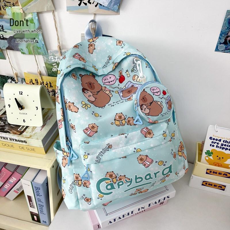 New Style Lightweight Children's Backpack - Large Capacity for Boys & Girls, Double Shoulder Bag with Capybara Design