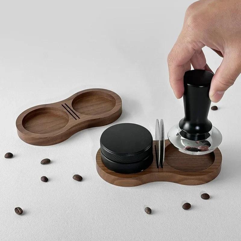 JUSTINLAU 51/53/58MM Kaffeetamper Matte Station Ständer Kaffeepulver Basis Tamper Pad Filtersieb Walnussholz Halter Kaffee Werkzeuge