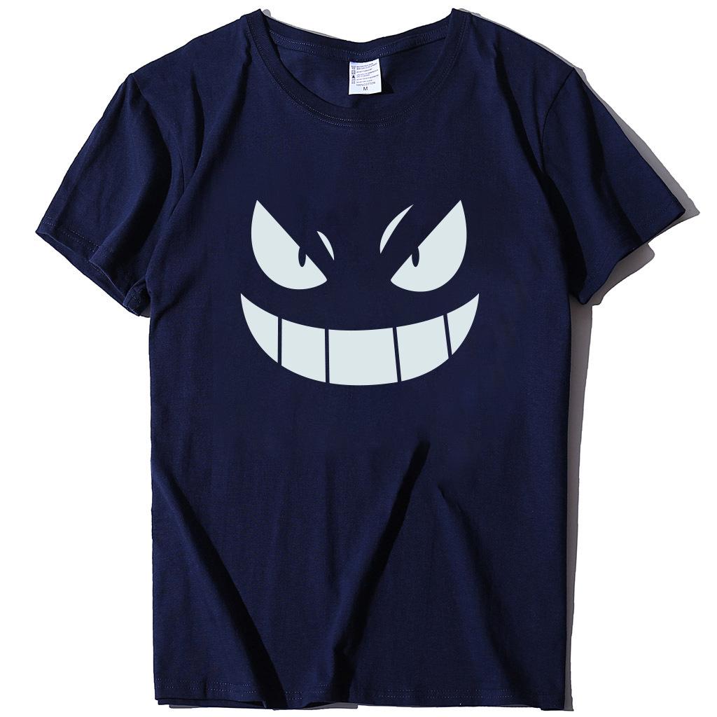 Unisex European-American Plus Size T-shirt with Evil Funny Face Art Print