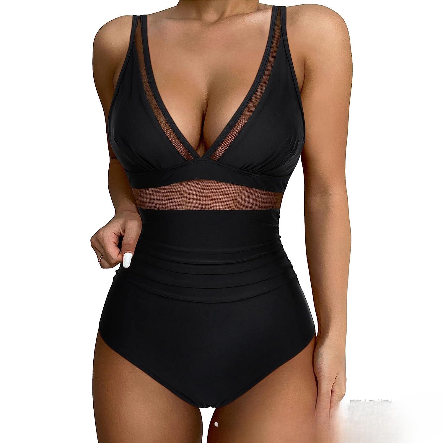 

Женский купальник, черная сетка, сексуальное бикини с открытой спиной, цельный купальник для женщин, пляжная одежда, купальные костюмы XXL чёрный