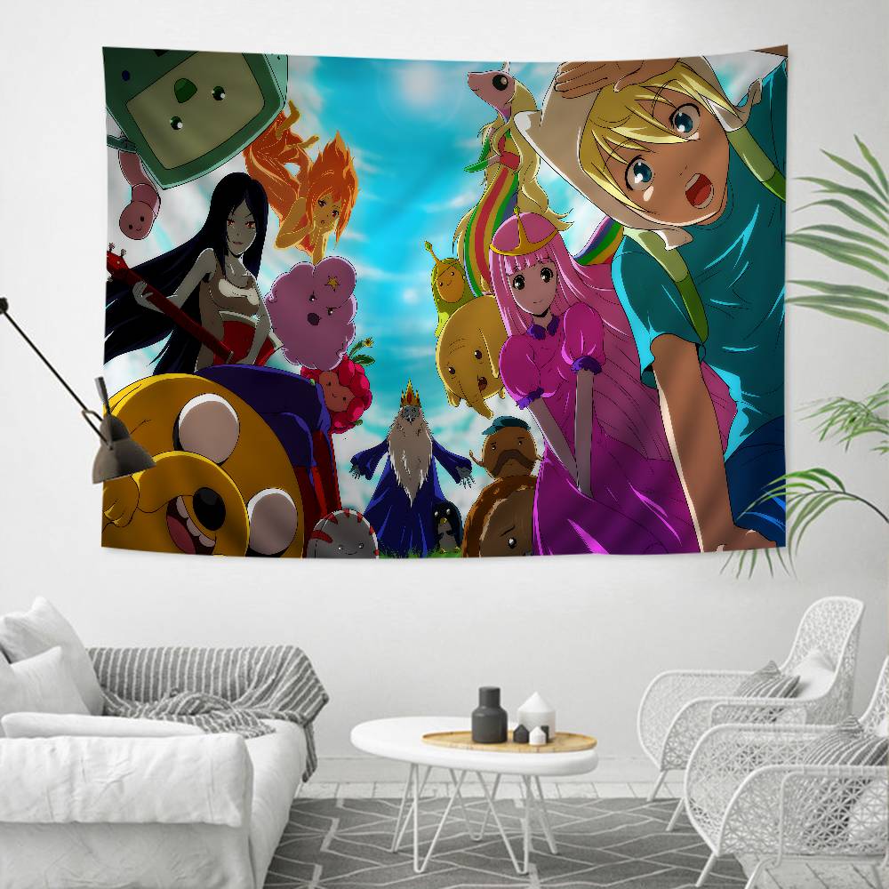 AAdventures Cartoon Time Anime Printed Large Wall Tapestry Cheap Hippie Wall Hanging Bohemian Tapestries Mandala INS Home Decor