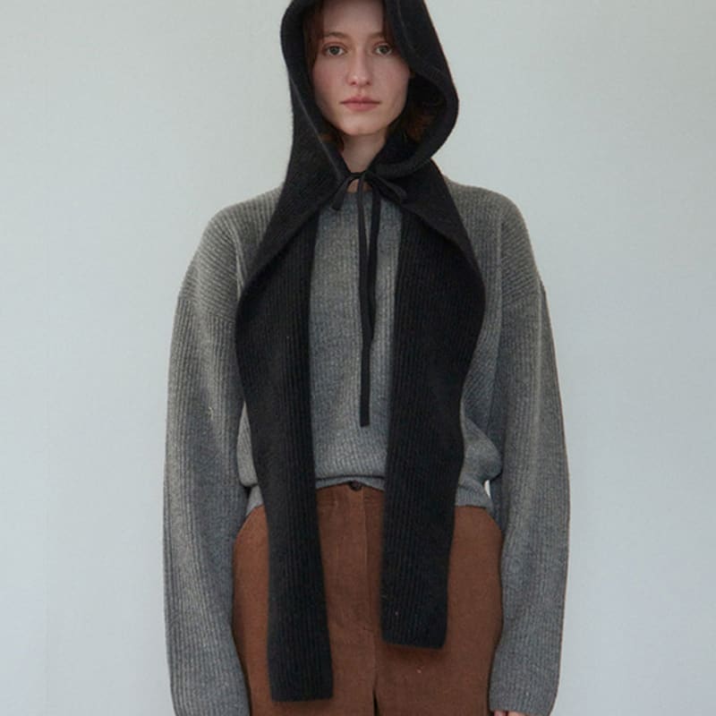 STEP AROUND Knit Hooded Scarf_BLACK