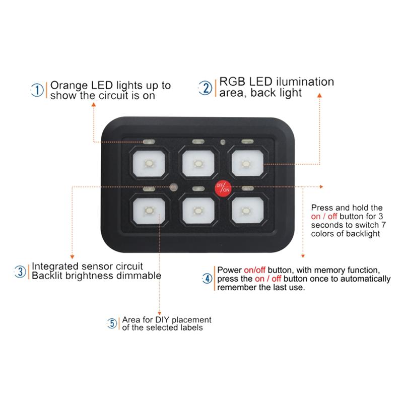 Powerful For Boat UTV Caravan 12V LED 6 Gang Switch Panel Circuit Control Relay System Box Slim Touch Control Panel