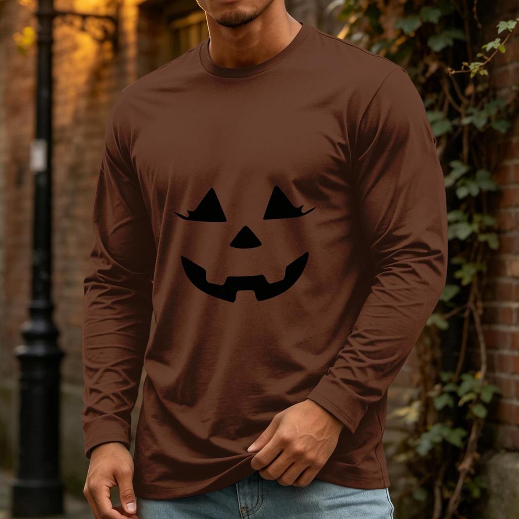 Men's Halloween Long Sleeve Neck Casual Top for Party