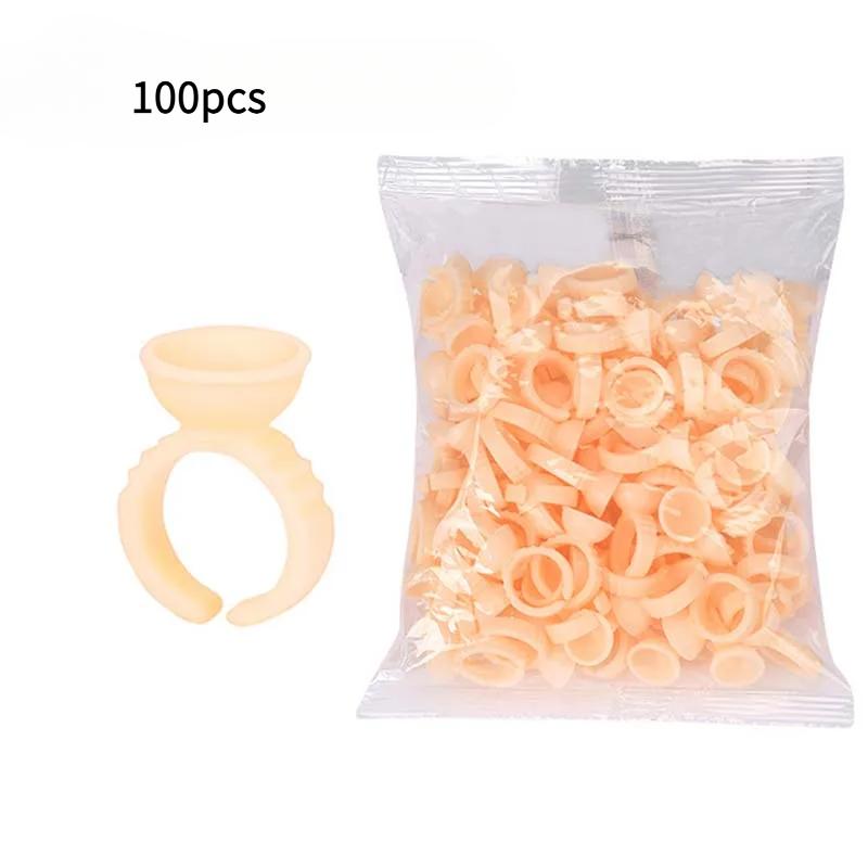 100pc Disposable Permanent Makeup Pigment Ring Cup Silicone Tattoo Ink Ring Holder Ring for Microblading Eyebrow Lip Pigment PMU
