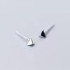 Pendientes plata Plata925 baño oro 18K Compatible con alergias a metales triángulo triángulo tipo tornillo Bola difícil de atrapar (Plata)