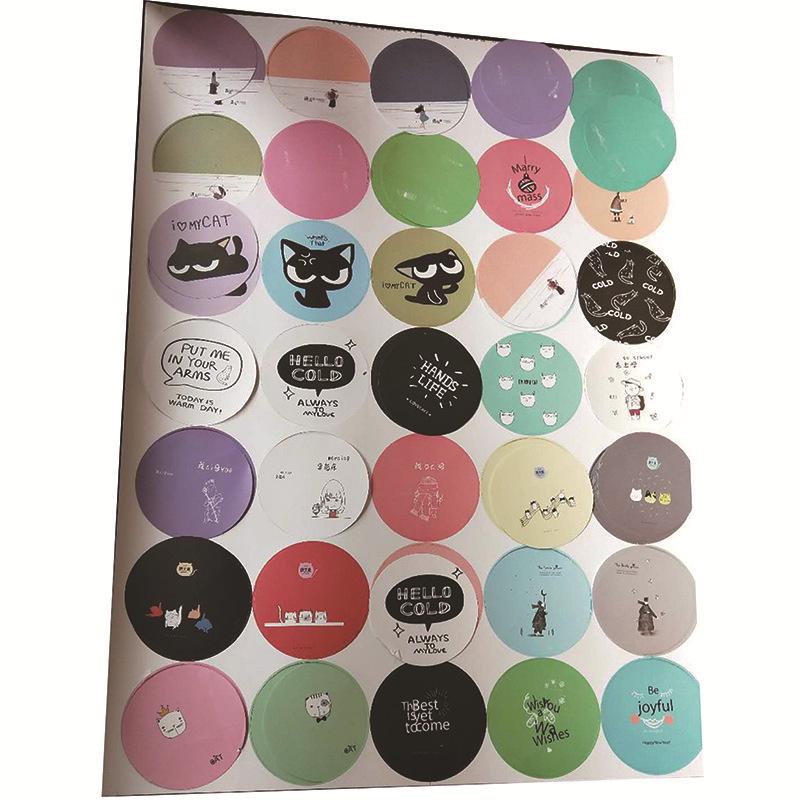 Korean Style Cute Mini Makeup Mirror - Portable, Small Round Cartoon Tinplate Design