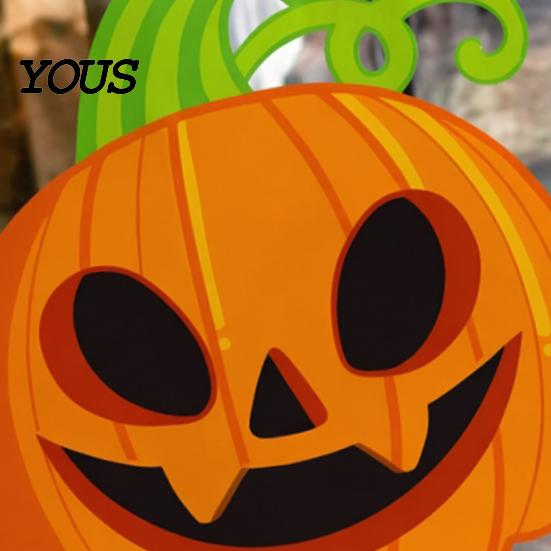 Klassenzimmer Halloween Dekorationen Niedliche Statische Klebefensteraufkleber, Kürbis Geist Fledermaus Schwarze Katze Glas Spinne Augapfel Aufkleber Aufkleber, Kein Klebstoff