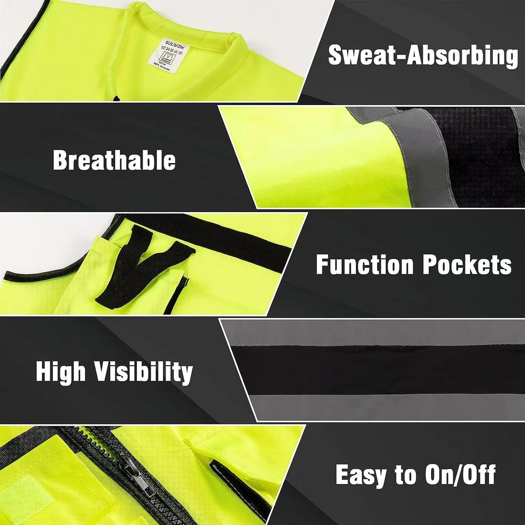 High Visibility Multi Pocket Oxford Fabric  Safety Vest for Night Riding Safety Vest