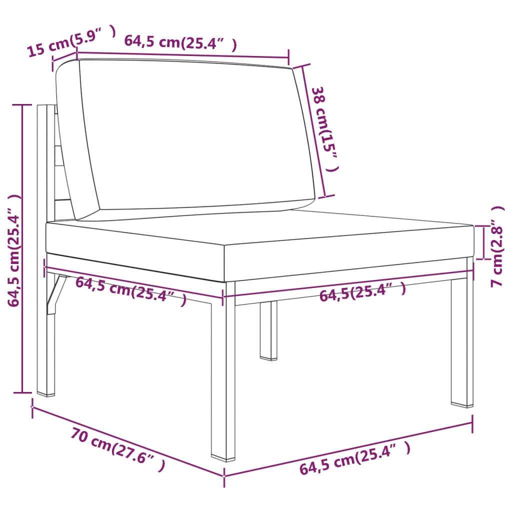 Vidaxl 3-Os. Sofa Ogrodowa Z Poduszkami, Aluminium, Antracytowa