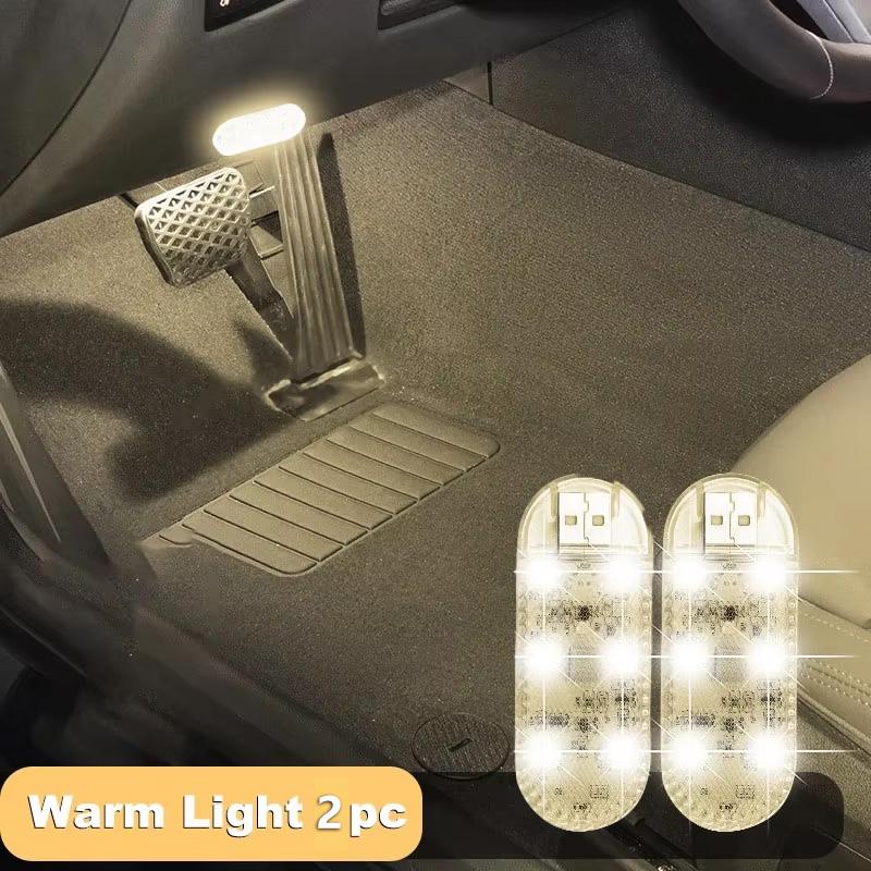 1/2/4PC Mini Car LED Light USB Charging Interior Lighting Lamp for Armrest Box Switch Touch Magnetic Reading Lamp Foot Light