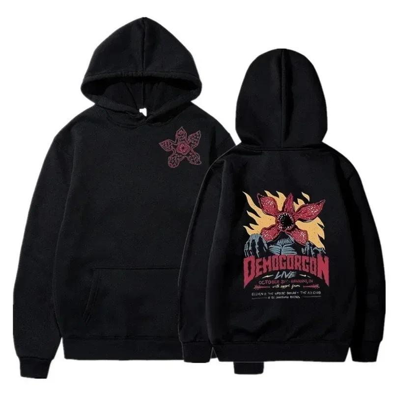Unisex Velvet Loose Hoodie with Strange TV Show Words Design - Spring/Autumn