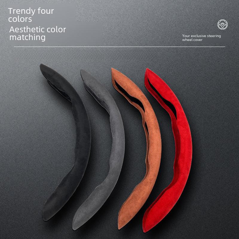 Ultra-Thin Suede Steering Wheel Cover for Men and Women - Absorbent, Non-Slip, All-Season Universal Handle Cover
