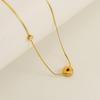 New fashionable cubic zirconia-studded chubby design26Letter pendant necklace, titanium steel, versatile and stylish for women