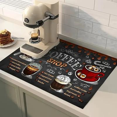 Christmas Coffee Machine Mat, Absorbent Non-Slip Mat, Coffee Accessories, Coffee Coaster, Non-Slip Table Protector