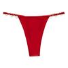 Women G-String Thongs Seamless Sexy Low Rise T-back Underwear Cheeky Glitter Panties with Heart Shaped Metal Chain