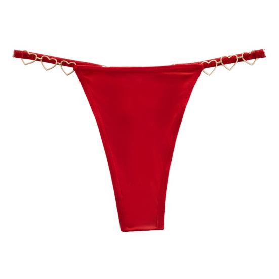 Women G-String Thongs Seamless Sexy Low Rise T-back Underwear Cheeky Glitter Panties with Heart Shaped Metal Chain