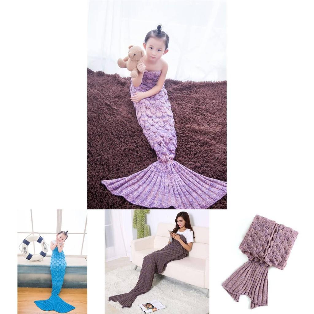 Fish Scale Pattern Mermaid Blanket Knitted Sofa Blanket For Cozy Home Use