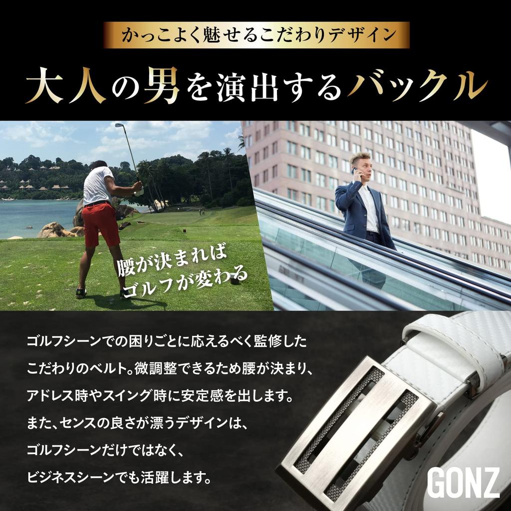 GONZ Golf Stylish and Plus White Men's Belt, Stylish, Adjustable, Sizes,