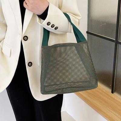 Storage Bag Large Capacity Zipper Closure Beach Bag with Handle Design Visible Mesh Bag
