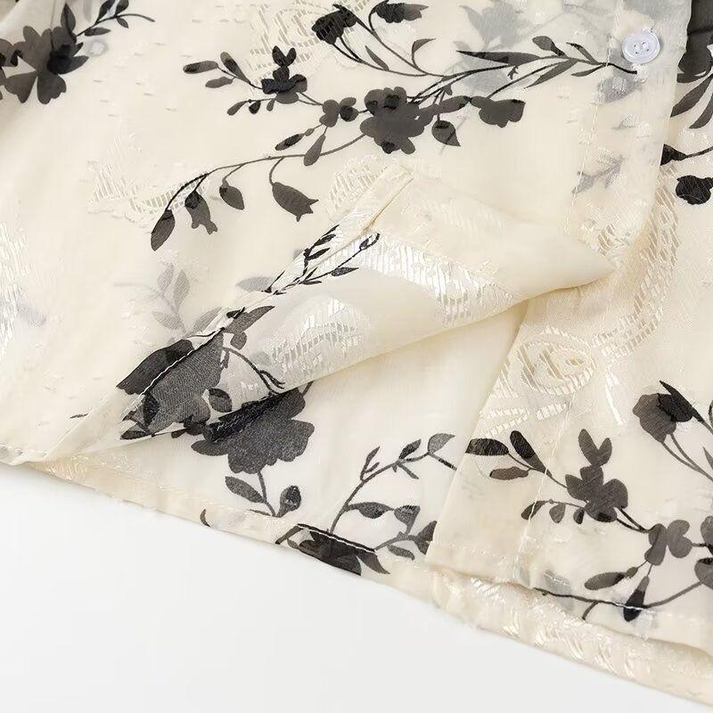 Kaslead New Arrival Women's Clothing Fashion Style Fashion Casual Minimalist Easiest for Match Jacquard Puff Sleeve Shirt