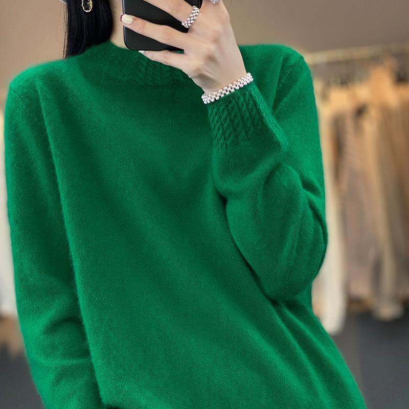 Suéter de cachemira para mujer Qinghe cachemira 30% cachemira 70% lana jersey de otoño e invierno cálido y a la moda