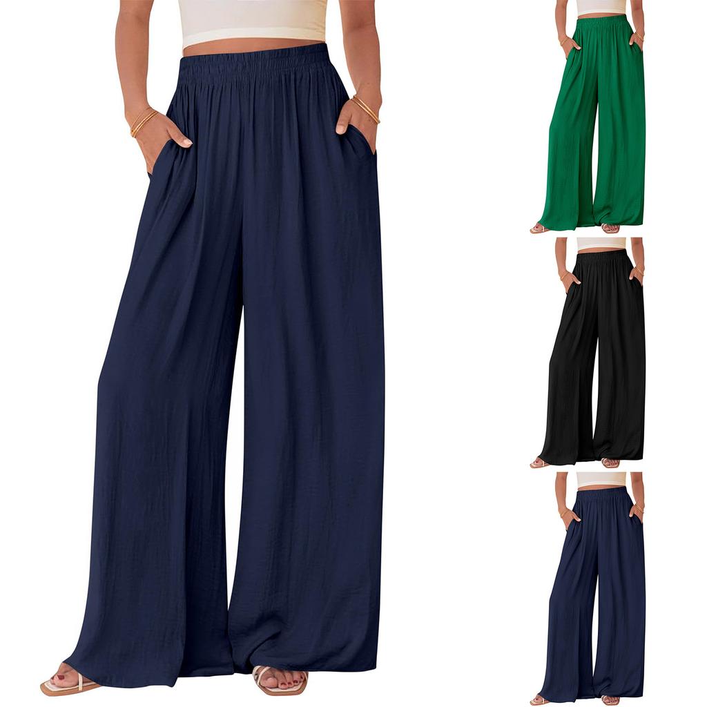Women's Casual And Fashionable Color Loose Pants With Pocketes