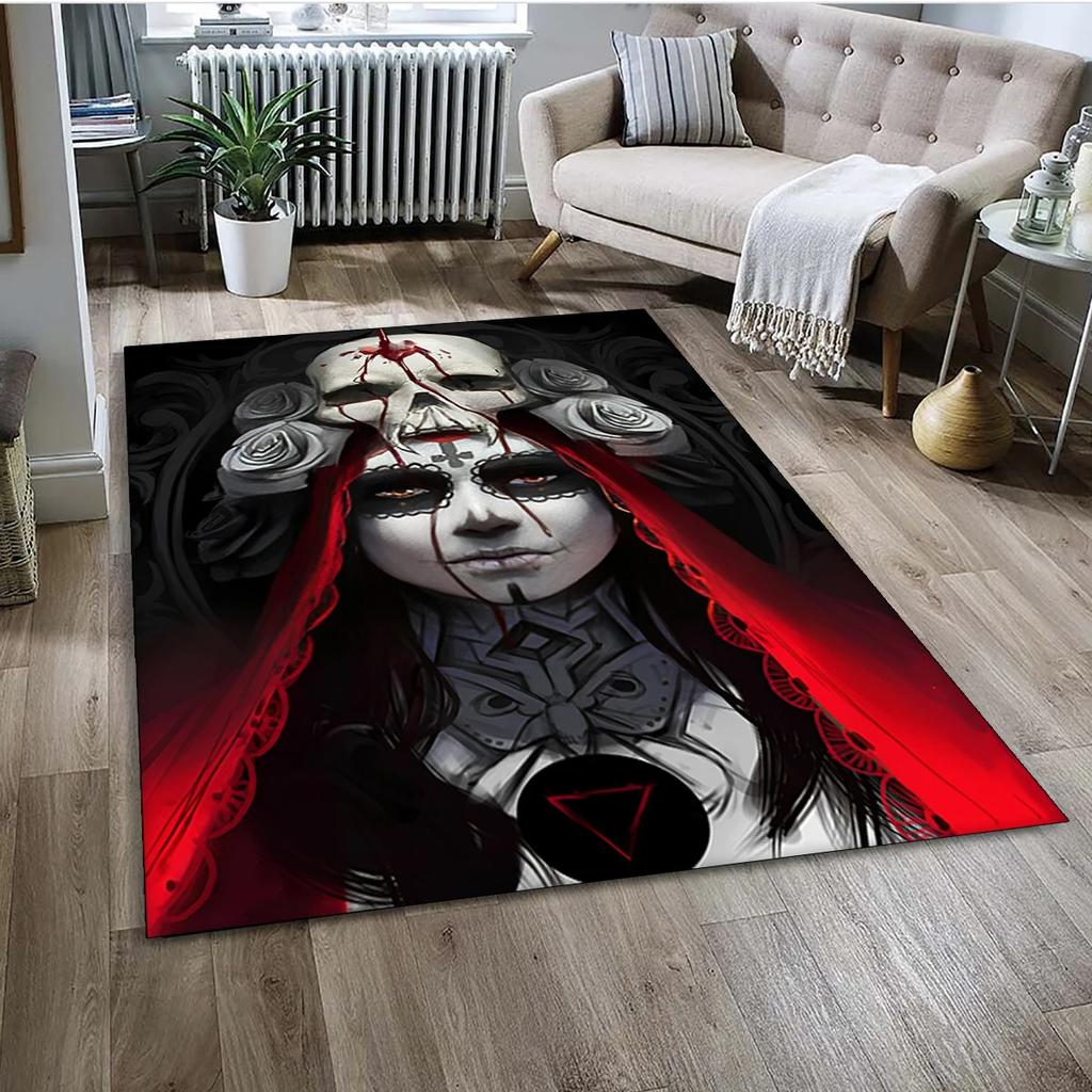 Gothic Female Skull Horror Dead Girl Floor Mat 3D