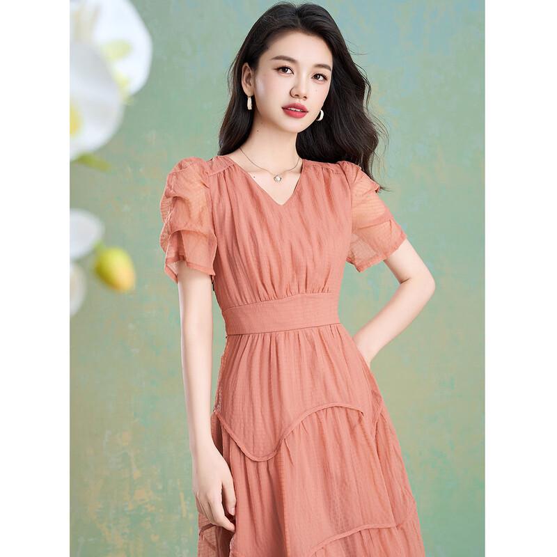 French Style Pleated V-Neck Midi Dress