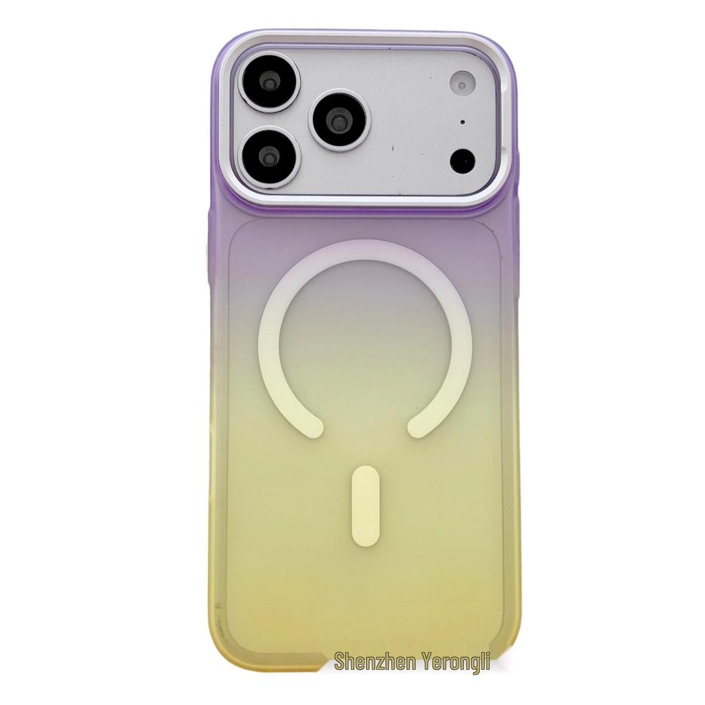 iPhone 17 Pro Max Gradient Magnetic Skin-Feel Matte Protective Case with Metal Frame