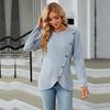 Autumn and Winter Women's Blouse Knitwear Long Sleeve Round Neck Tulip Hem Bottom Shirt
