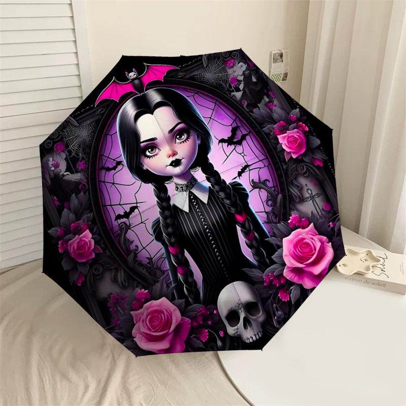 

1PC Gothic, Roses Umbrella-8-Rib Reinforced, Automatic Open, Lightweight & Durable, Cute Fashion Accessory for Outdoor-K1308