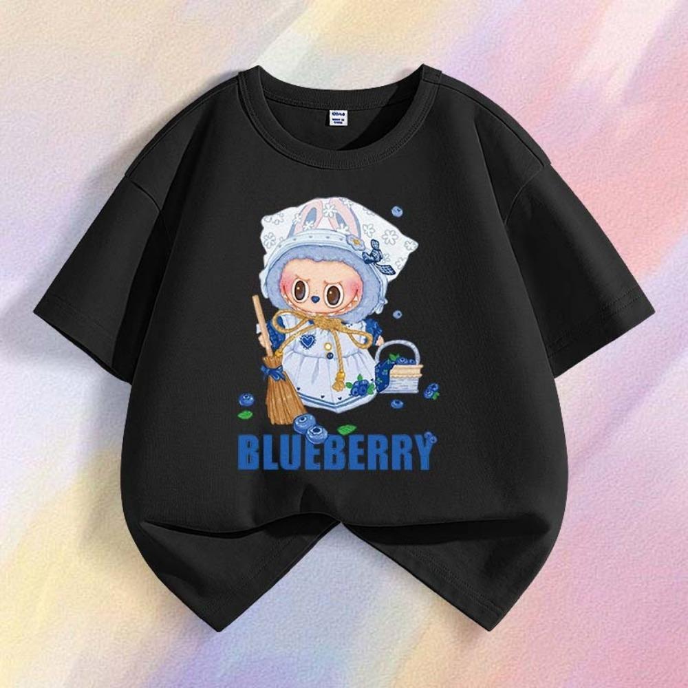 

2025 New Labubu Girls Cartoon Printed T-shirt for Children s Summer Round Neck Short Sleeved Shirt 100