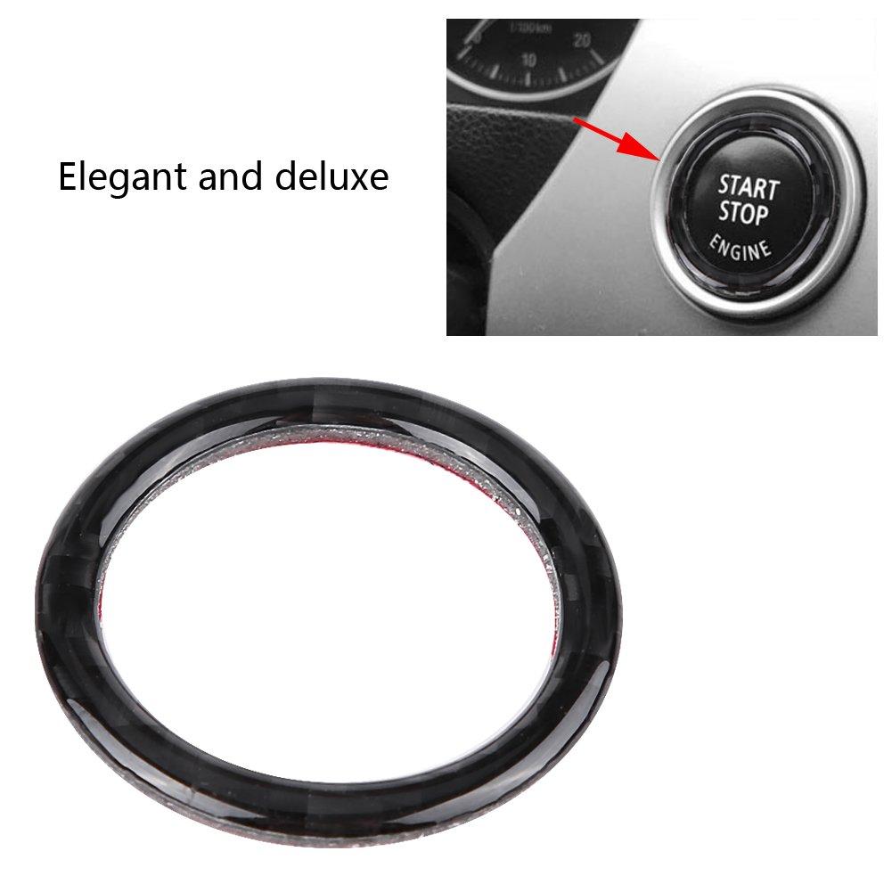 Qiilu Carbon Fiber Car Engine Start Button Ring Decorative Frame Cover for E90/92/93(Blue)