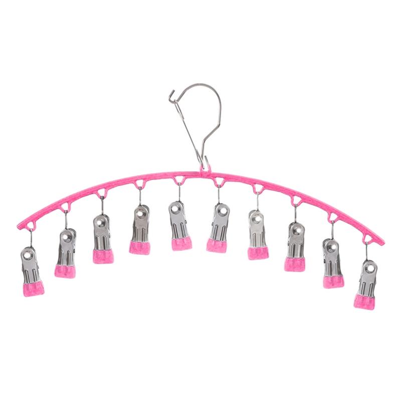 

Сушильная стойка из нержавеющей стали для одежды, вешалка для сушки носков, сушилка для нижнего белья с зажимами, сушилка для одежды розовый