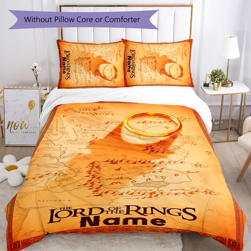 3pcs Custom Name The Fellowship of the Ring Bedding Set Duvet Cover Closure Includes 1 Duvet Cover & 2 Pillowcases for All Seasons Bedroom Decor