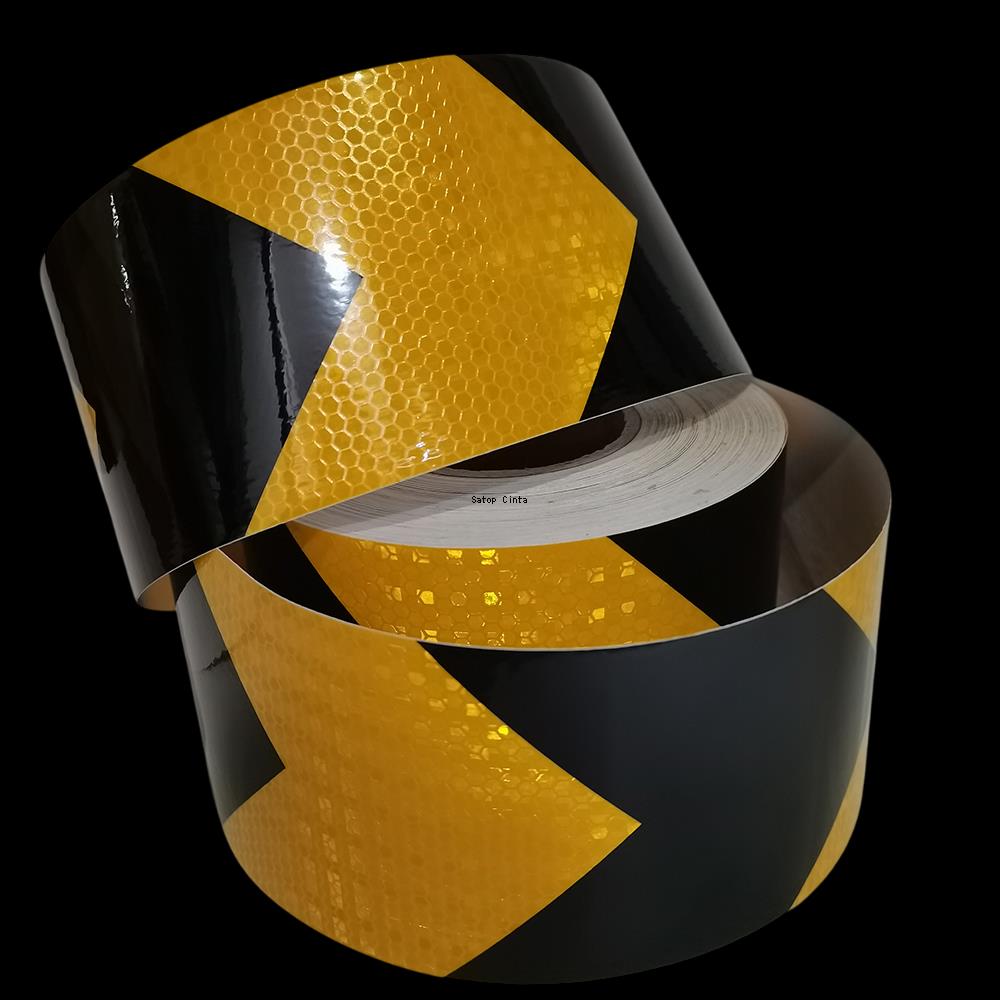 4inch*16FT Waterproof Reflective Tape Yellow-Black Conspicuity Adhesive Safety Stickers Arrow Warning Reflector Tapes For Trucks