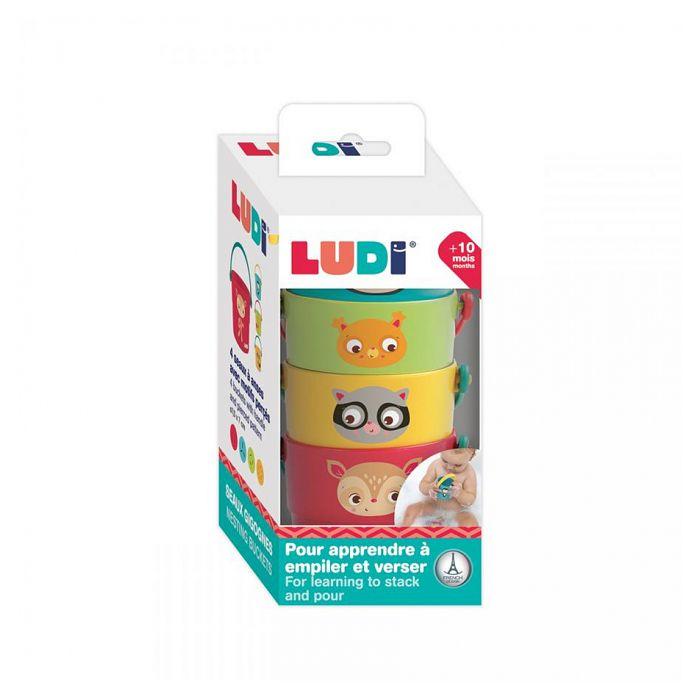 LUDI - 4 Seaux Gigognes - Jouets de bain, plage et piscine - dès 10 mois