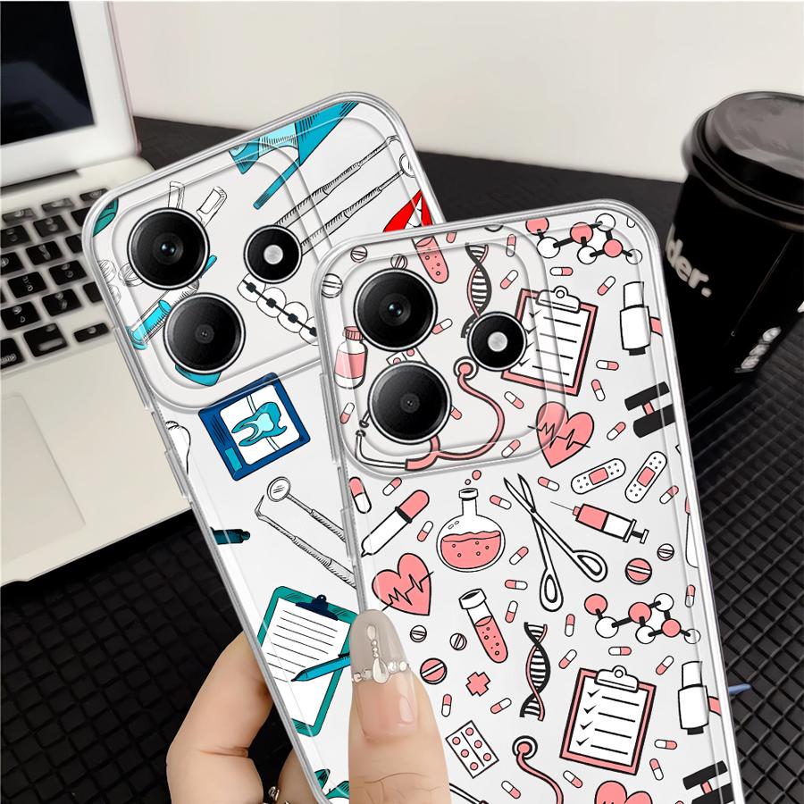 Cool Nurse Medicine Soft Phone Cover Case for Xiaomi Redmi Note 14 Pro Plus 12S A4 10S 12 9 10 11 14C 13C 11S Note 13