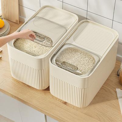 15kg Rice Bucket with Measuring Cup Transparent Cover Food Grade Plastic Sealed Pet Food Storage Container