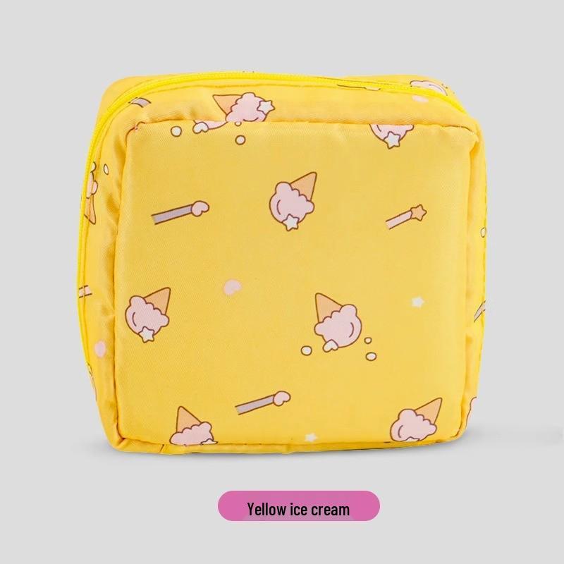Cartoon Menstrual Pad Storage Bag - Portable and Compact for Students