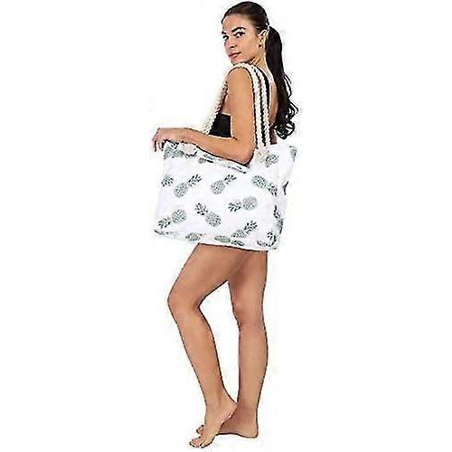 Oversized Waterproof Canvas Beach Bag With 4 Inner Pockets For Travel, Gym, Swimming And Beach Vacations