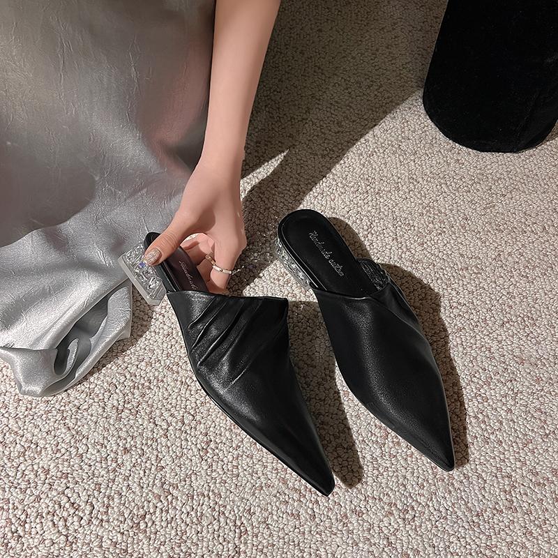 Fashion 2025 New Baotou Half Slippers Female Summer Wear Muller Shoes Sandals Woman Shoes High Heels Sexy Shoes for Women Sandals