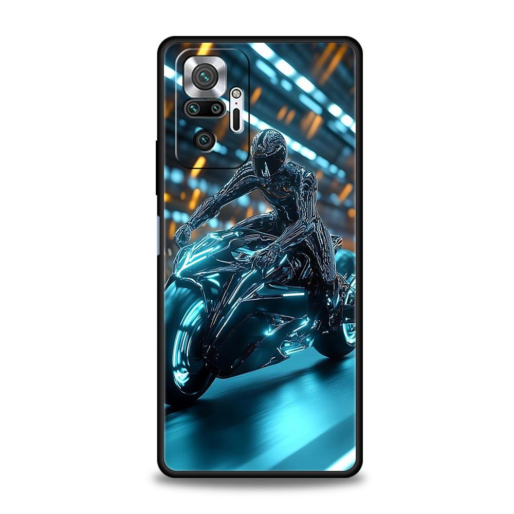 Motorcycle Phone Case Cover for Redmi 14C 10C Note 15 14 13 12 10 11 K40 Pro Plus 5G Soft TPU Shockproof Shell Fundas Capas Bags