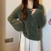 Winter Women's Clothing Knitted Sweater Soft Sticky V-neck Pullover Top Long Sleeve O Neck Loose Mink Fur Pullovers