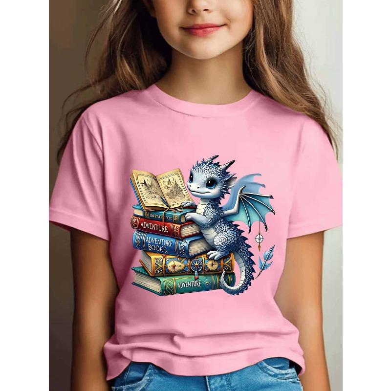 Girls Crewneck Short Sleeve Tee, Cool Halloween Element Print Comfort Casual Sport Top for Teens