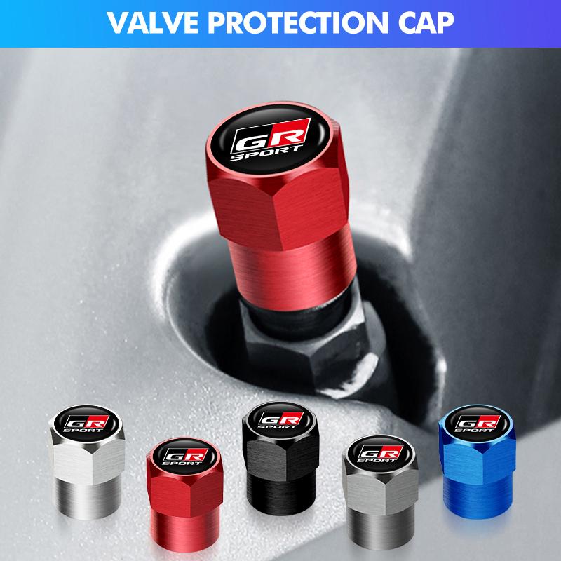 CIO4 4PCS Car Tire Stem Valve Cap Airdust Waterproof Wheel Tire Valve Rim Stem Cover For Toyota Camry Highlander C-HR Hilux Vios Rav4