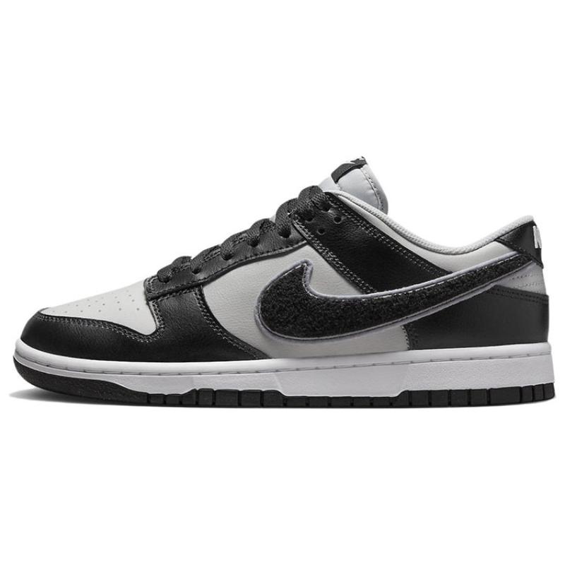 Nike Dunk retro "chenille swoosh" vintage low-top sneakers for men in black and grey