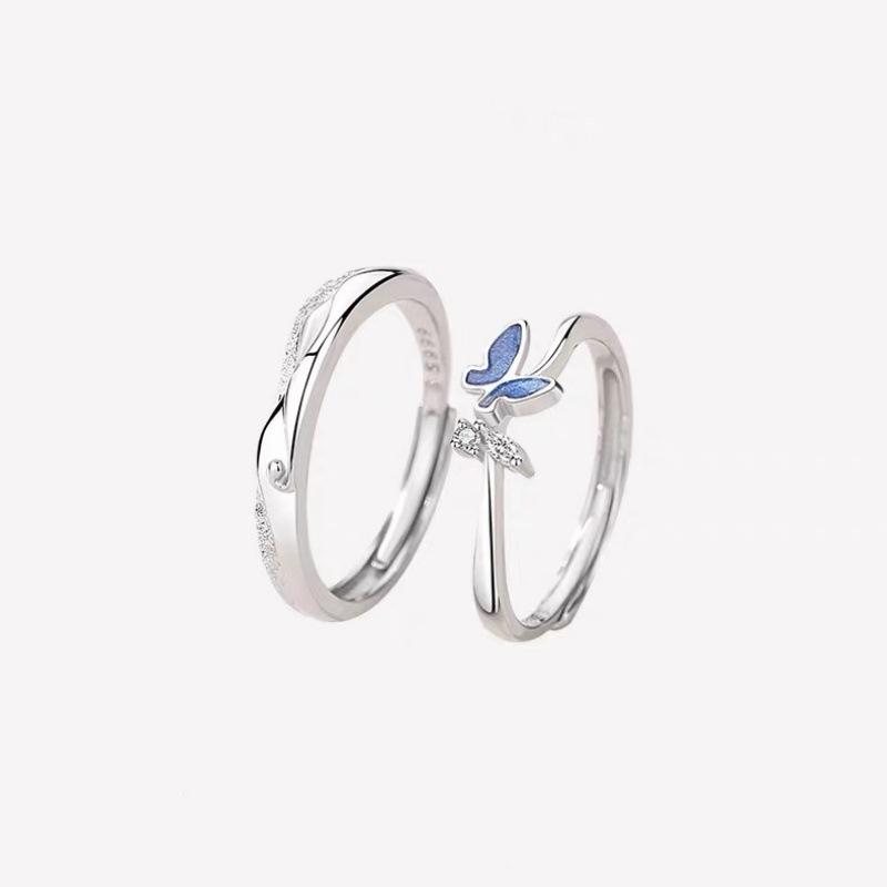 Ensemble de Bagues de Couple Papillon de Mer Vaste - Cadeau Unique pour la Saint-Valentin/Anniversaire pour Couples & Amis