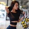 Sexy Women Yoga T-shirts Solid Black White Sports Tops Casual Gym Tees For Female Leisure Running Cycling T-shirts Short Sleeve Tees Girls Casual Tee